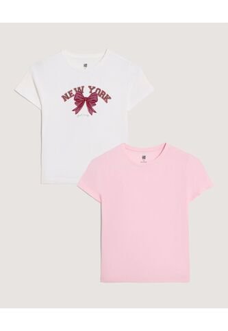 Camiseta Pack X2 Para Niña  Infantil Niña Negro Ostu Ostu