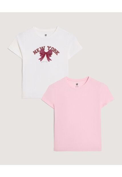 Camiseta Pack X2 Para Niña  Infantil Niña Negro Ostu