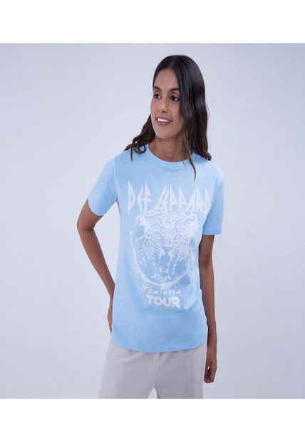 Camiseta Para Mujer Manga Corta Color Celeste Marca Ostu #40092312