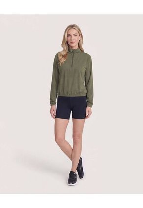 Buzo Half Zipper  Para Mujer Verde Ostu