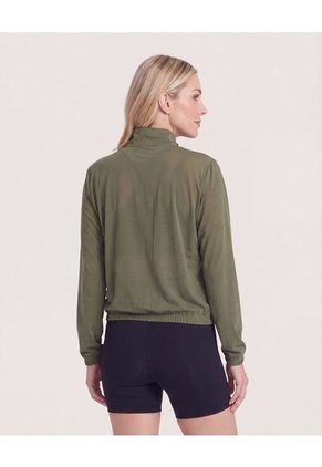 Buzo Half Zipper  Para Mujer Verde Ostu