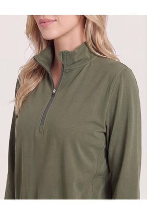 Buzo Half Zipper  Para Mujer Verde Ostu