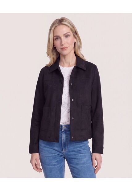 Chaqueta Con Bolsillos  Para Mujer Negro Ostu