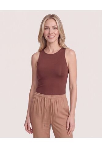 Body Básico Manga Sisa  Para Mujer Café Ostu Ostu