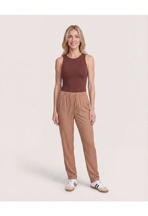 Body Básico Manga Sisa  Para Mujer Café Ostu