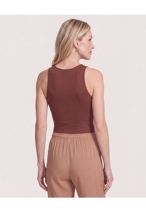 Body Básico Manga Sisa  Para Mujer Café Ostu