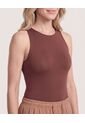 Body Básico Manga Sisa  Para Mujer Café Ostu de Ostu