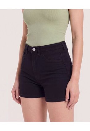 Short Mom Tiro Alto  Para Mujer Negro Ostu