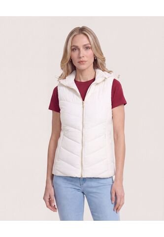 Chaleco Acolchado Unicolor  Para Mujer Blanco Ostu Ostu