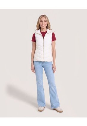 Chaleco Acolchado Unicolor  Para Mujer Blanco Ostu