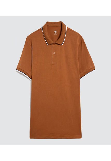 Polo Para Hombre Cuello Tejido Sin Bolsillo Color Café  Marca Ostu #60110715