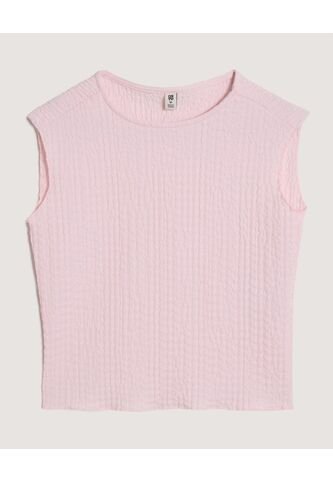 Camiseta Manga Sisa Texturizada  Infantil Niña Rosa Ostu Ostu