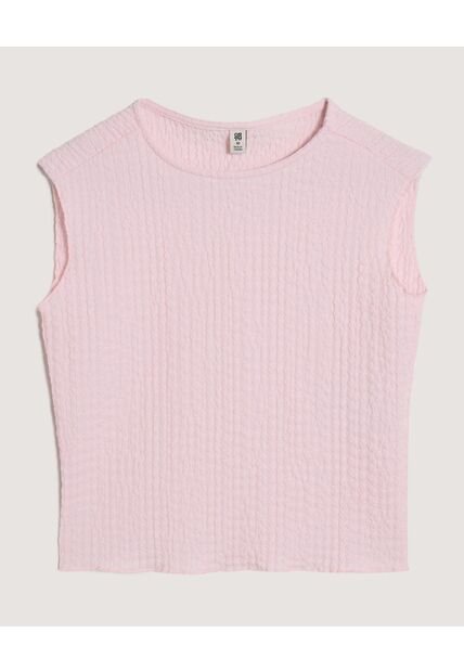 Camiseta Manga Sisa Texturizada  Infantil Niña Rosa Ostu