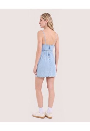 Vestido Corto Denim Tiras Delgadas  Para Mujer Azul Ostu