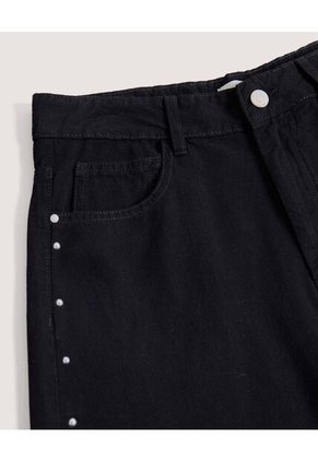 Jean Culotte Con Taches  Para Mujer Negro Ostu