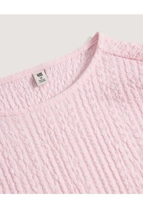 Camiseta Manga Sisa Texturizada  Infantil Niña Rosa Ostu