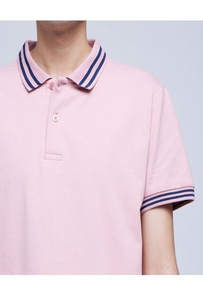 Polo Para Hombre Cuello Tejido Sin Bolsillo Color Rosa Marca Ostu #60110605