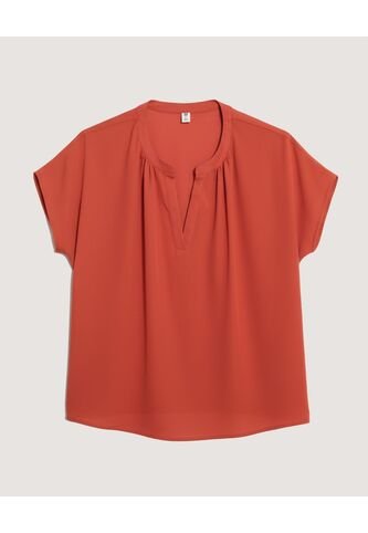 Blusa Escote En V  Para Mujer Naranja Ostu Ostu