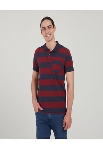 Polo Para Hombre Cuello Tejido Con Bolsillo Color Vino Marca Ostu #60110539 Ostu