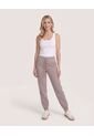Jogger Unicolor  Para Mujer Beige Ostu de Ostu