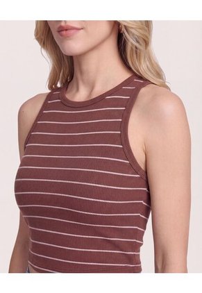 Tank Top Cuello Redondo  Para Mujer Café Ostu