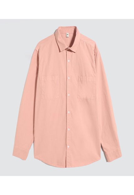 Camisa Para Hombre Manga Larga Con Bolsillo Color Rosado  Marca Ostu #60010679