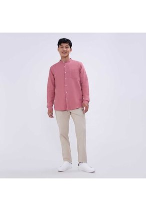 Camisa Para Hombre Manga Larga Con Bolsillo Color Terracota Marca Ostu #60010722