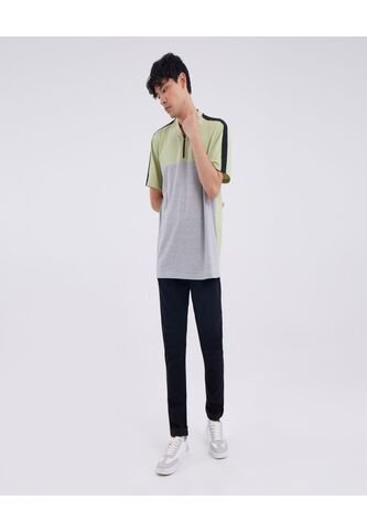 Polo Para Hombre Cuello Mao Sin Bolsillo Color Verde  Marca Ostu #60110527 Ostu