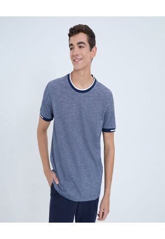 Camiseta Para Hombre Manga Corta Cuello Redondo Color Azul Marca Ostu #60091583 Ostu