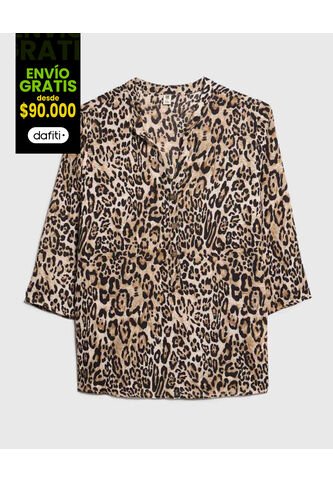 Blusa Para Mujer Manga 3/4 Color Beige Marca Ostu #40121033 Ostu