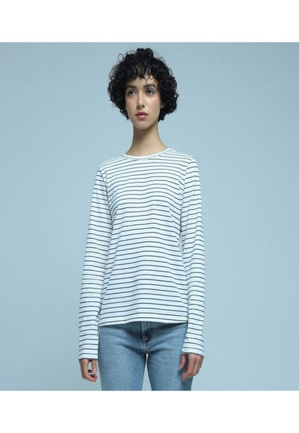 Camiseta Para Mujer Manga Larga Color Azul  Marca Ostu #40092023