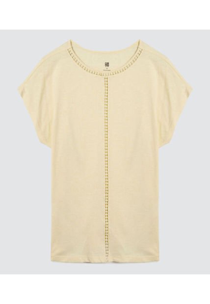 Camiseta Para Mujer Manga Corta Color Amarillo  Marca Ostu #40092034