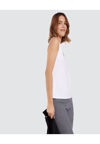 Top Para Mujer Cuello Redondo Color Blanco Marca Ostu #40220243 Ostu