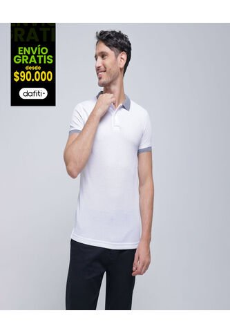 Polo Para Hombre Cuello Tejido Sin Bolsillo Color Blanco Marca Ostu #60110616 Ostu