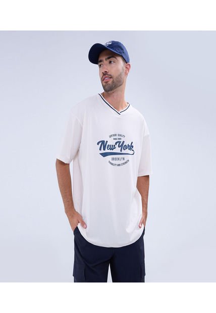 Camiseta Para Hombre Manga Corta Color Crema Marca Ostu #60091317