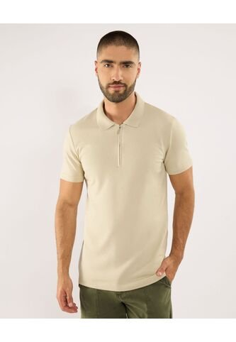Polo Para Hombre Cuello Tejido Sin Bolsillo Color Avena Marca Ostu #60110821 Ostu