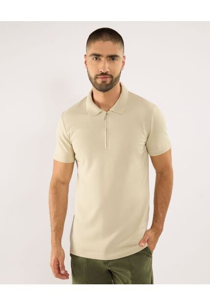 Polo Para Hombre Cuello Tejido Sin Bolsillo Color Avena Marca Ostu #60110821
