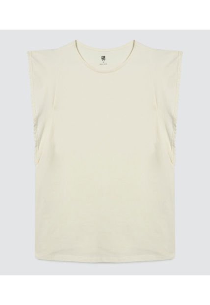 Camiseta Para Mujer Manga Corta Color Crema Marca Ostu #40092036