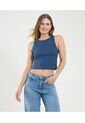 Camiseta Para Mujer Crop Top Manga Sisa Color Azul Marca Ostu #40092432 de Ostu
