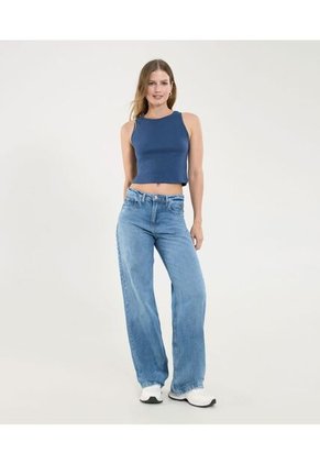 Camiseta Para Mujer Crop Top Manga Sisa Color Azul Marca Ostu #40092432