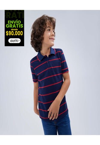 Polo Para Niño Manga Corta Color Azul  Marca Ostu #80110086 Ostu