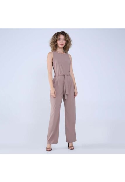 Enterizo Para Mujer Manga Sisa Color Camel Marca Ostu #40320120