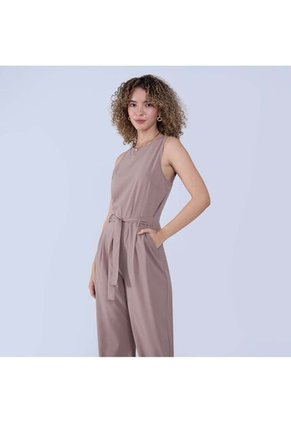 Enterizo Para Mujer Manga Sisa Color Camel Marca Ostu #40320120