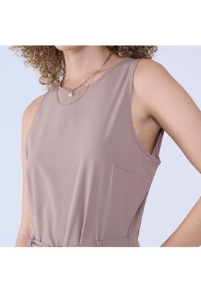Enterizo Para Mujer Manga Sisa Color Camel Marca Ostu #40320120
