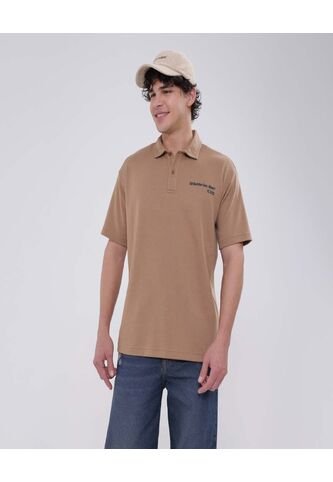 Polo Para Hombre Cuello Maquina Sin Bolsillo Color Café  Marca Ostu #60110702 Ostu