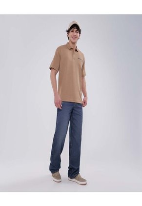 Polo Para Hombre Cuello Maquina Sin Bolsillo Color Café  Marca Ostu #60110702