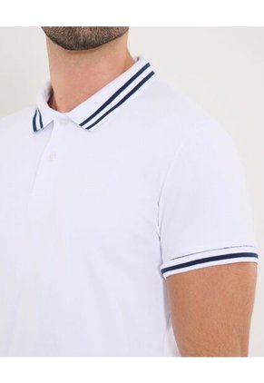 Polo Para Hombre Cuello Tejido Sin Bolsillo Color Blanco Marca Ostu #60110767