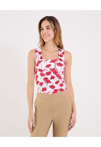 Top Para Mujer Hombro Ancho Color Vino Marca Ostu #40220456 Ostu