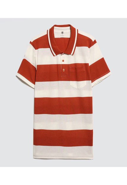 Polo Para Hombre Cuello Tejido Con Bolsillo Color Terracota Marca Ostu #60110681