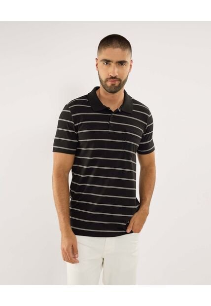 Polo Para Hombre Cuello Tejido Con Bolsillo Color Negro Marca Ostu #60110799